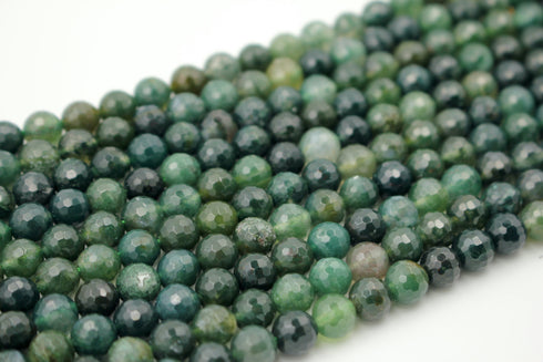Moss Agate Gemstone Beads, 8mm, Faceted